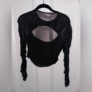 CIDER XS Black sheer mesh top